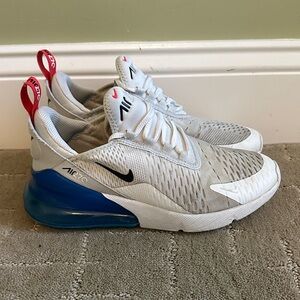 Nike Air Max 270 White with Blue and Red Accents boys 5.5